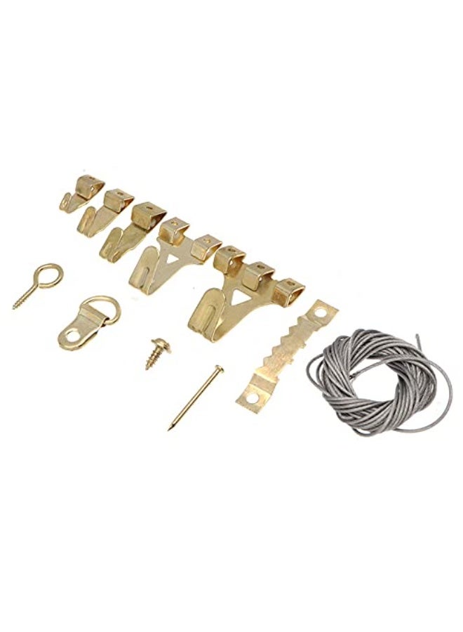 Mordely 250pcs Photo Hanging Hooks Kit, Photo Hanging Tool, Photo Hanging Hardware, Portable Photo Frame Assortment Kit for Frames, Clocks, Mirrors, Artworks - Gold - Image 5